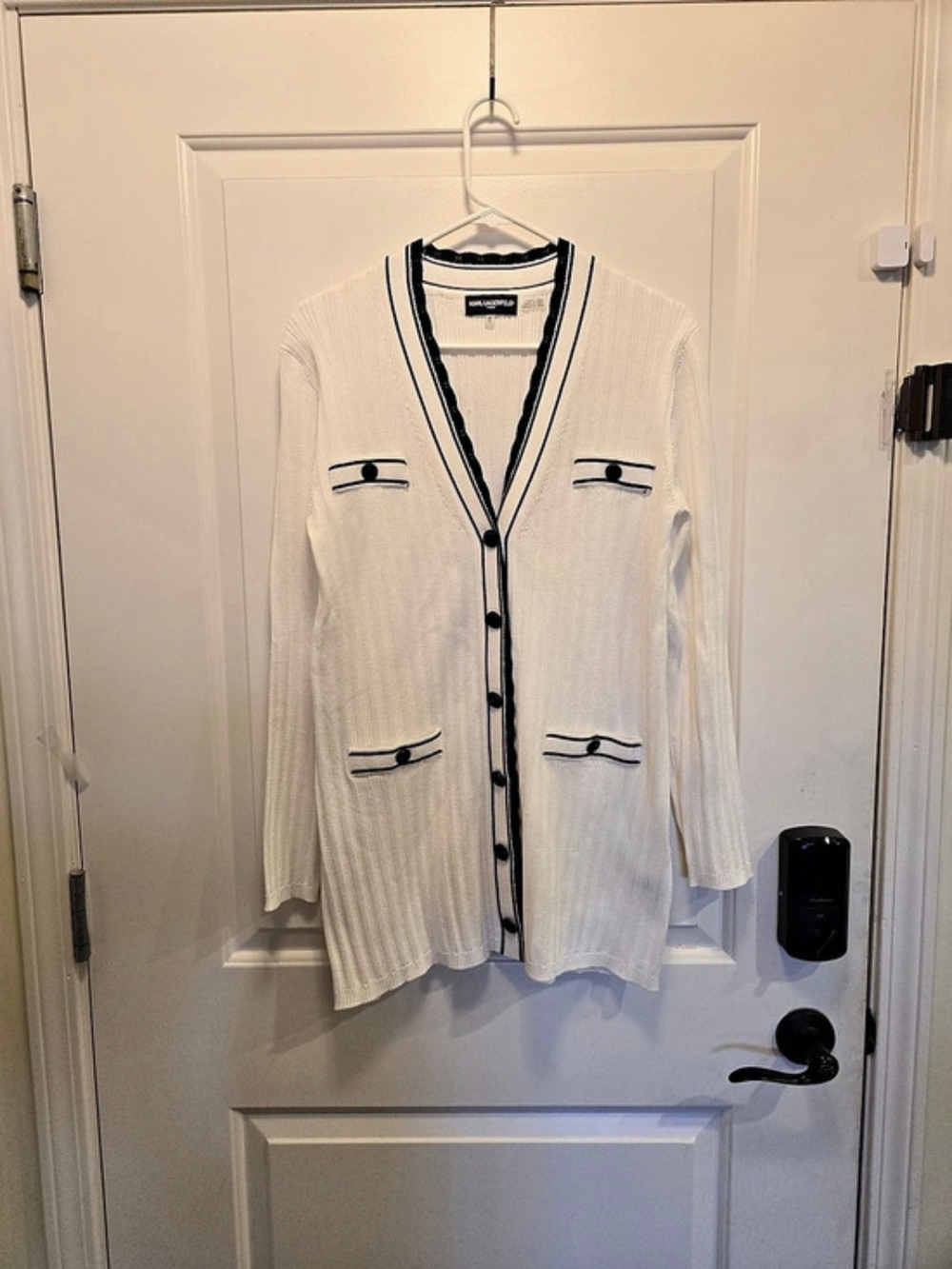 NWOT Karl Lagerfeld Cardigan in White & Black Size Medium